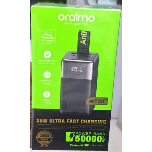 Oraimo PowerJet 501 50000 mAh 85W Ultra Fast Charging Power Bank - For Laptops &amp; Phones