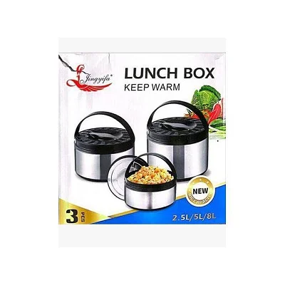 3-Piece Stainless Steel Food Warmer Set – 2.5L, 5L &amp; 8L – Multicolor