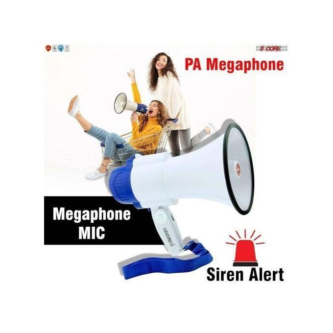 Professional PA Megaphone Bullhorn Siren, Rally Public Address System (Mukalakasa) - Multicolor