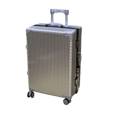 Medium Size Aluminum Frame Rolling Luggage Spinner Men Trolley Travel Suitcase