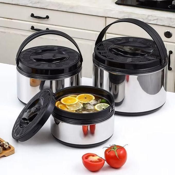 3-Piece Insulated Lunch Box Set / Food Container - Silver