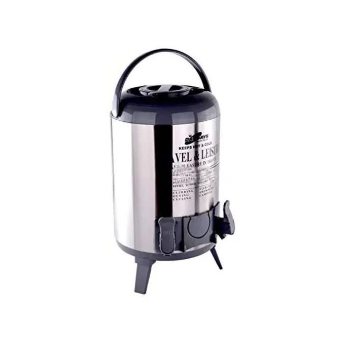 9.5L Double Tap Insulated Water Dispenser Jug – Black & Silver Hot & Cold Beverage Cooler