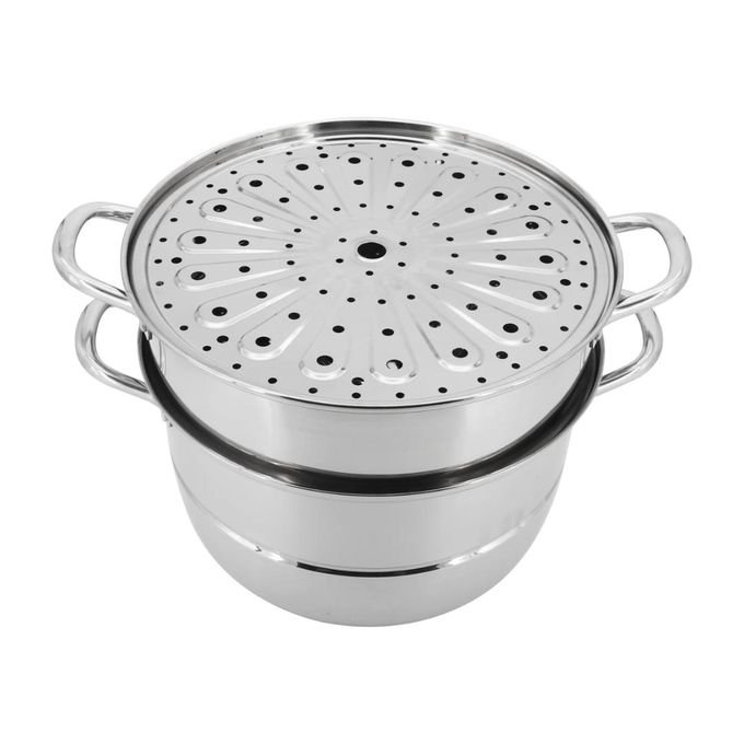 Stainless Steel Food Steamer With Manual Timer 28cm - Silver