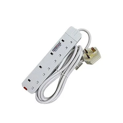 Power King 3 Metre 4-Way Extension Lead – White Power Strip