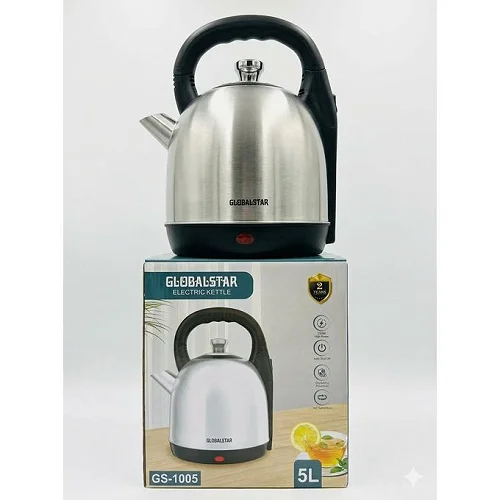 Globalstar GS-1005 Stainless Steel Electric Kettle 5L – 2000W - Silver