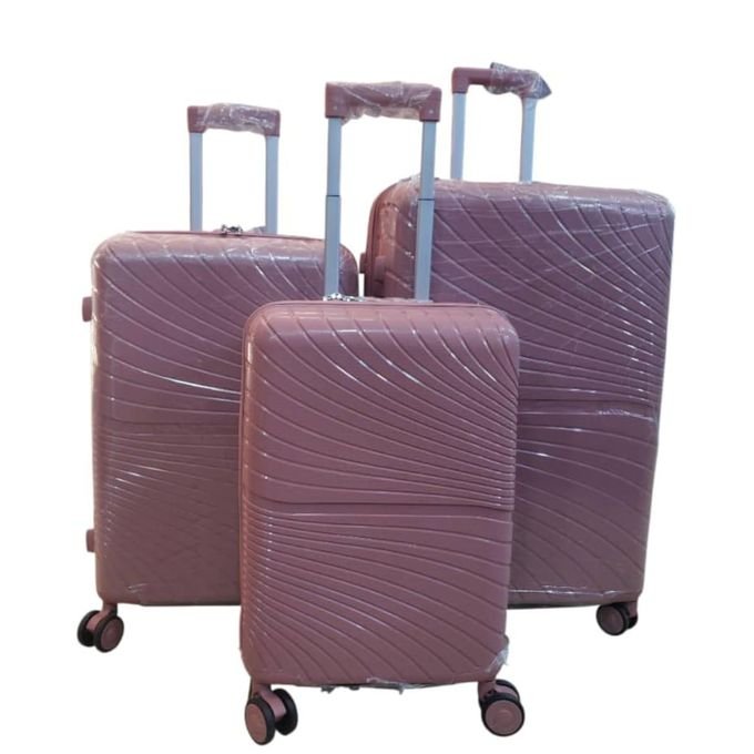 3pcs Waterproof Rubber Suitcase Set – Large, Medium & Small 4 Wheel Spinner Luggage