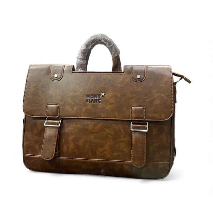 15.5" Mont Blanc Leather Laptop Briefcase Bag  - Brown