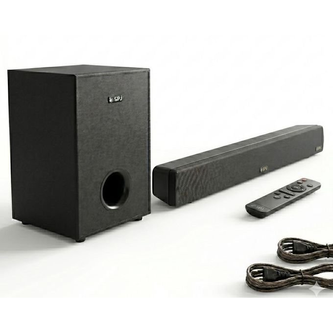 SPJ 2.1 Channel Multimedia Soundbar System with Subwoofer & Tall Tower Speakers – Black