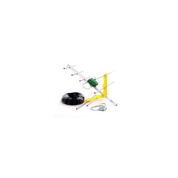 Phelistar Package Of FTA Decoder+ Antenna+Free TV Guard-Silver/Black