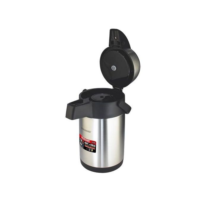 Sonashi 5Liters Hot & Cold Airpot Flasks with Stainless Steel Insulation Easy to Clean Flask with Pump Lid Hot/Cold 18 & 24 Hours Retention Pump Flask for Cold Drinks, Tea, Coffee SVF5000 -Silver