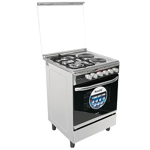 60x60cm Saachi 2 Gas + 2 Electric Stainless Steel Cooker with Electric Oven – Silver