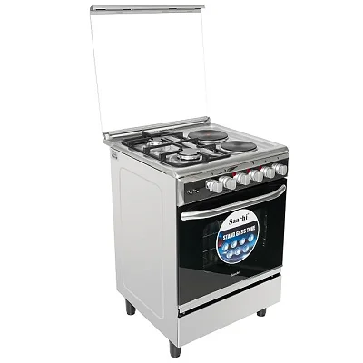 60x60cm Saachi 2 Gas + 2 Electric Stainless Steel Cooker with Electric Oven – Silver