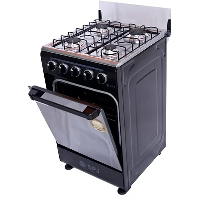 SPJ 50×50cm Full Gas Standing Cooker with Gas Oven - Black (3 Years Warranty)