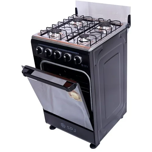 SPJ 50×50cm Full Gas Standing Cooker with Gas Oven - Black (3 Years Warranty)