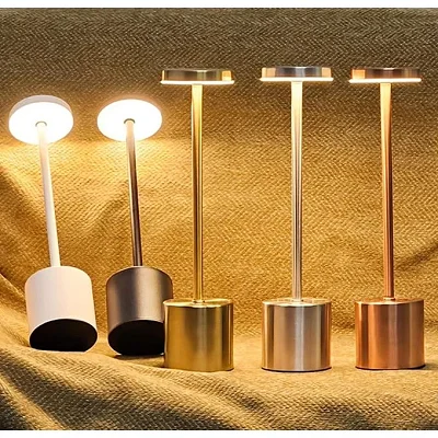 Portable Rechargeable Table Lamp – Silver Cordless Study, Reading &amp; Bedside Light