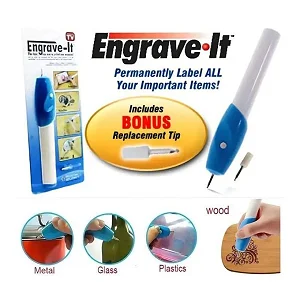 Battery Powered Engraving Pen with 2 Tips – Cordless Rotary Carving Tool