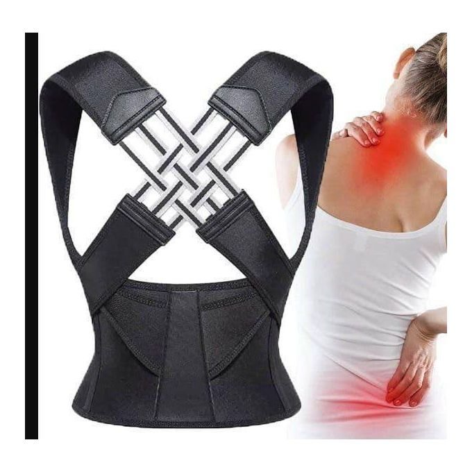 Back Brace Posture Corrector – Adjustable Upper Back & Shoulder Support Belt (Multicolor & Design)