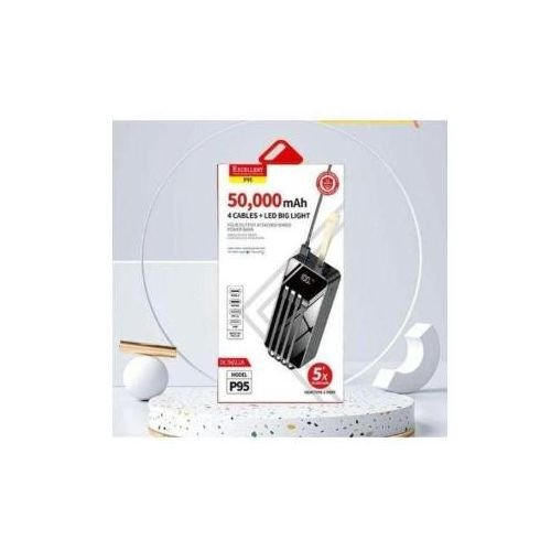 Excellent Portable Electric Power Bank Of 50000mAh With 4Cables And Led Lights-Black