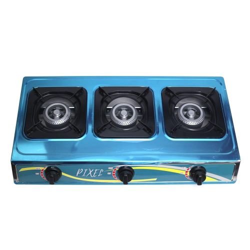 Pixel Tripple Burner Gas Stove Stainless Steel - Blue