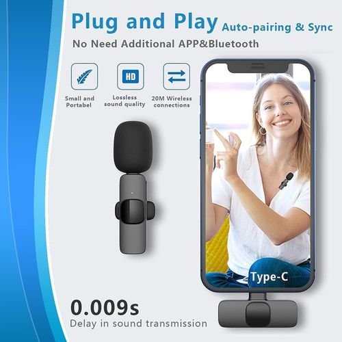 Dual Wireless Lapel Microphone With Type-C Interface