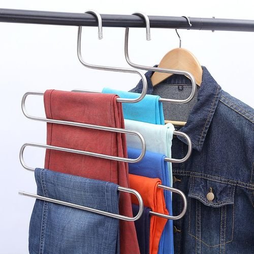 3 Pcs Of 5-Tier Pants Hangers Stainless Steel Clothes Organizer