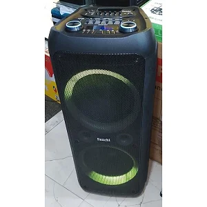 Saachi High Power Dual Rechargeable Wireless Speaker with LED Lights – Black