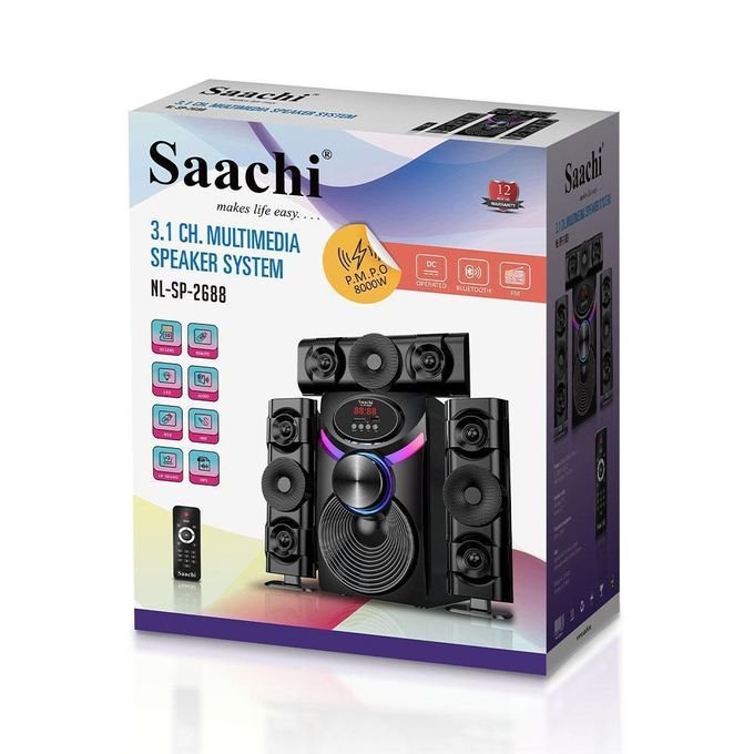 Saachi 3.1 Channel Woofer Home Audio System – 8000W Multimedia Speaker & Subwoofer, Black