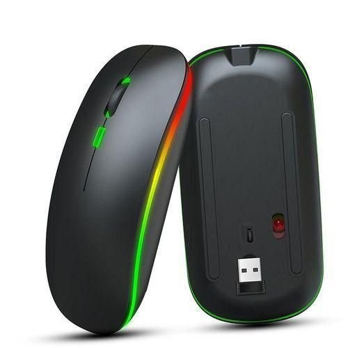 Rechargeable  Wireless Mouse with Colourful Light - Black