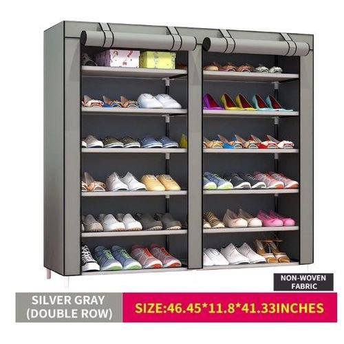Double Row 6-Layer Modern Simple Stackable Shoe Rack With Dust Cover