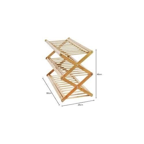 Bamboo 3 Layer Shoe Rack-Foldable Shoe Rack