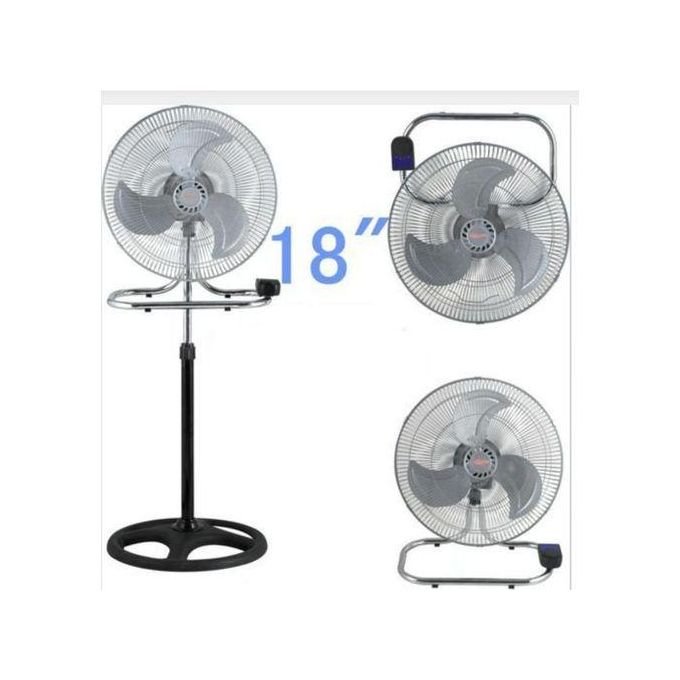 3 In 1 Table, Stand And Wall  Adjustable Oscillating Fan - Silver