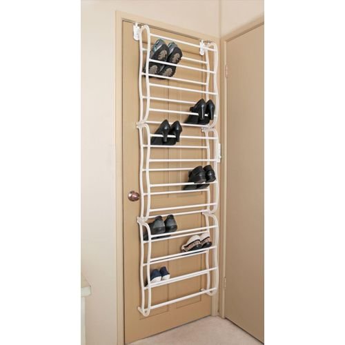 Metal Over The Door Shoe Rack Storage Organizer - White.
