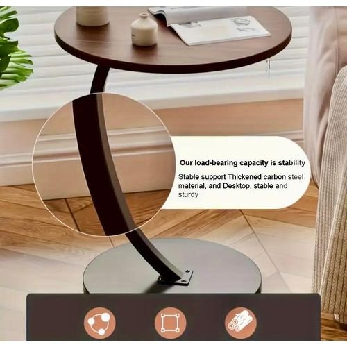 Round Side Table, Coffee Table with Wooden Tray, Modern Style Coffee Tray Table