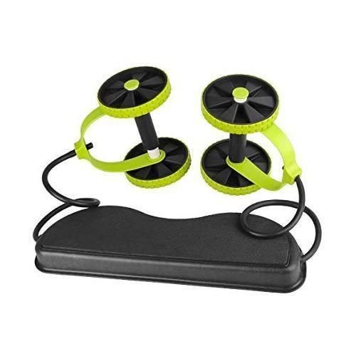 Revoflex Portable Ab Roller with Dual Wheels & Knee Pad - Multicolor