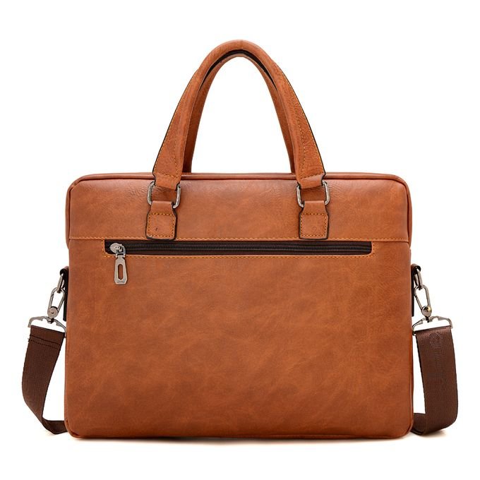 Jeep Buluo Brown 14-Inch Waterproof Leather Laptop Bag – Brown