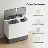 Midea 10kg Twin Tub Washing Machine – MT100W100/WG, Dual Pulsator & 1200 RPM