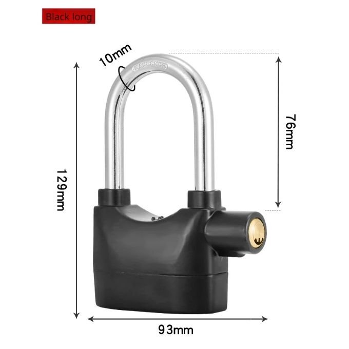 Siren Alarm Padlock – Weatherproof Long Shackle Anti-Theft Alarm Lock