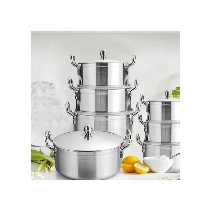 TORNADO 7-Piece Silver Aluminium Cooking Pot Set
