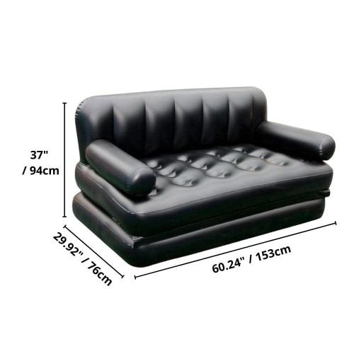 Folding Portable Inflatable Sofa Twin Bed, Lazy Flocking Queen Size Air Bed Mattress