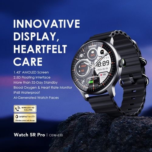 Oraimo Watch 5R Pro 1.43" AMOLED 2.5D Floating Interface IP68 Smart Watch Full Touch Screen
