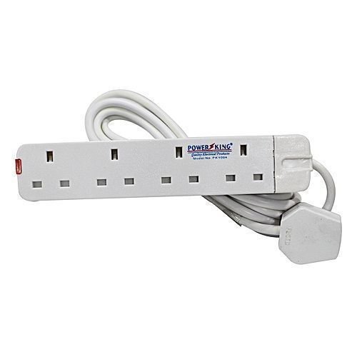 Power King 13A Fridge Guard and Heavy Duty 4way Extension 13amps - White,Blue