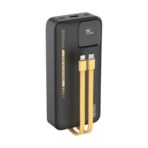 Tecno 10,000mAh Powerbank with 2 inbuilt cables - Black