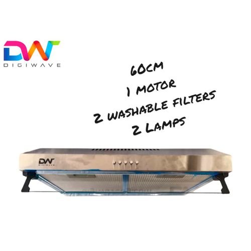 60x60cm Digiwave Chimney hood Extractor  Range Hood  Silver