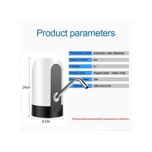 Automatic USB Charging Electric Water Pump Dispenser -White/Black