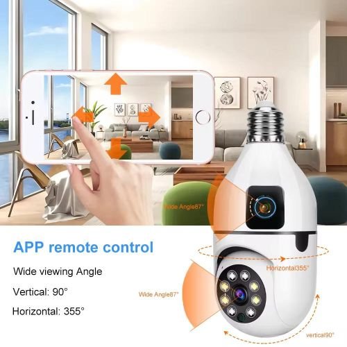 1080P Double Lens Wireless Bulb Camera Wifi Outdoor with Motion Detection