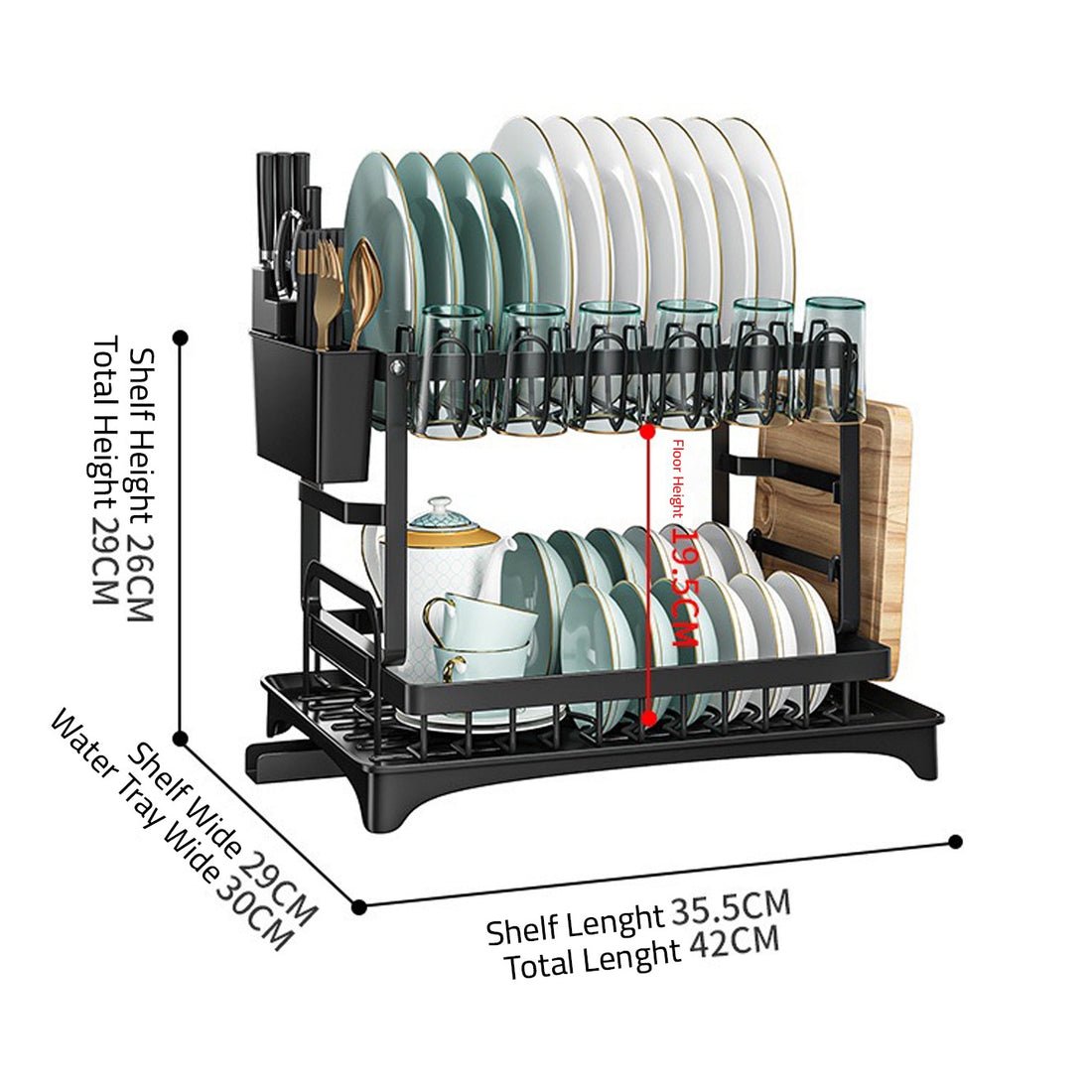 2 Tier Plate Rack & Dish Drainer – Kitchen Counter Organizer