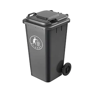 Outdoor 100L Plastic Waste Bin with 2 Wheels - Black