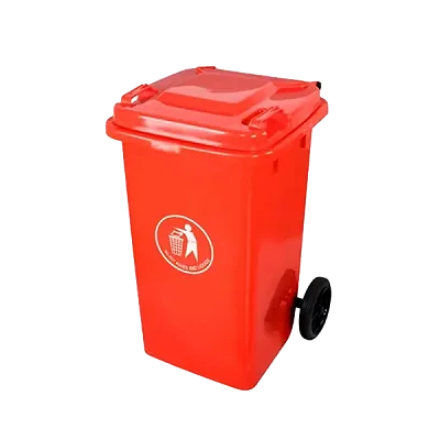 120L Dust Bin/Waste Bin 2 Wheels - Red