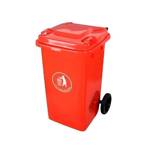 120L Dust Bin/Waste Bin 2 Wheels - Red