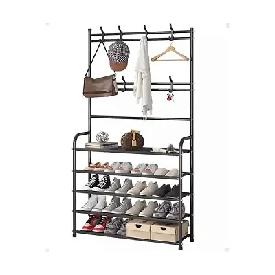 Cloth &amp; Shoe Rack - Black,White